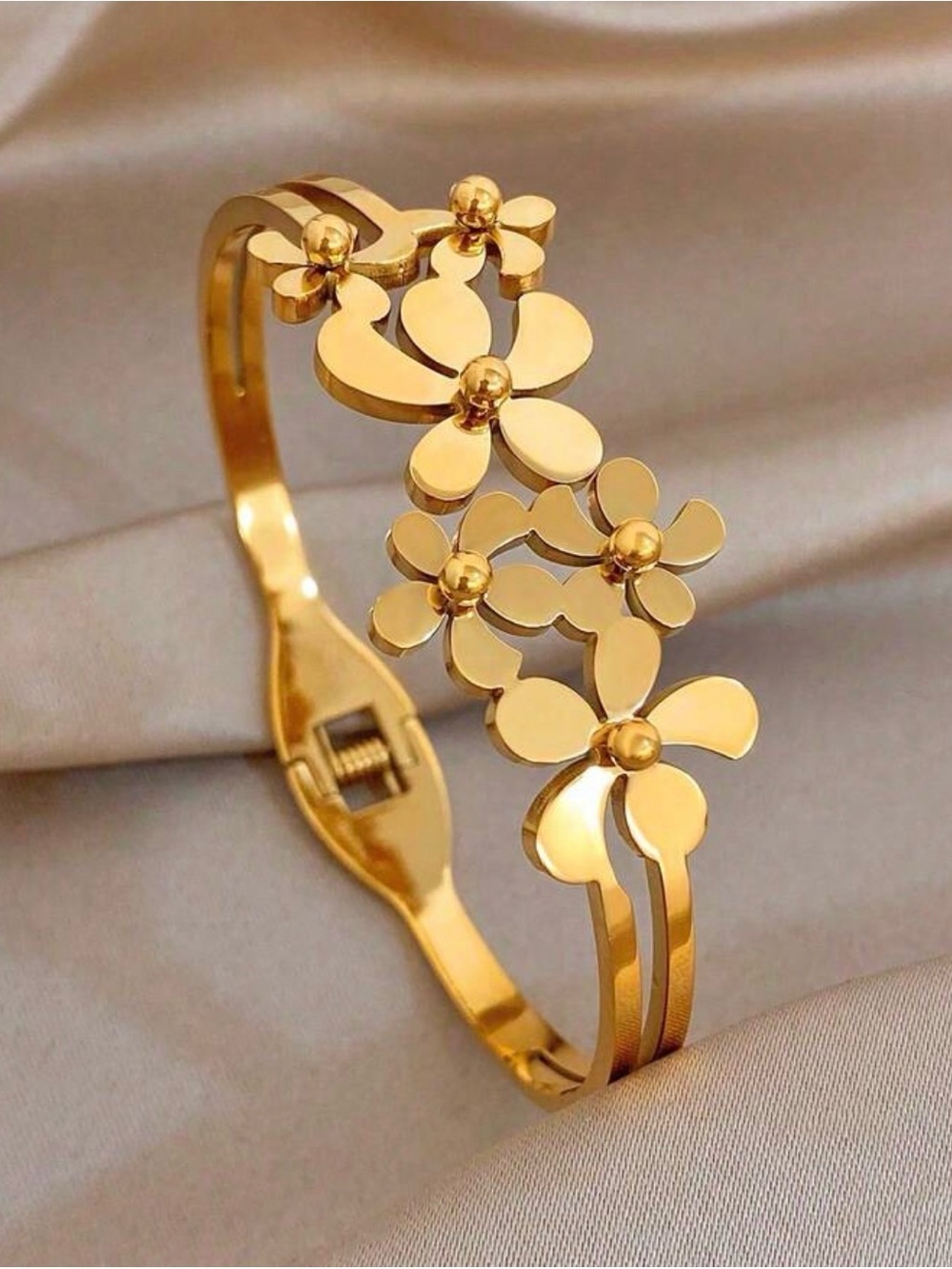 Gold Floral Cuff Bracelet
